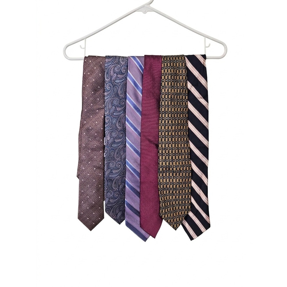 Mixed Designer Necktie Lot Mens Multicolored Pinks Purples Silk Paisley Striped